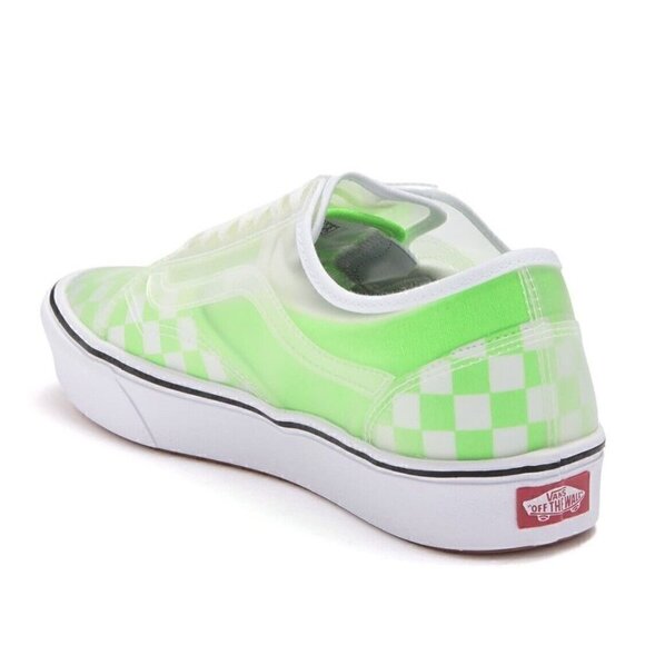 NEW Vans Comfycush Slip Skool Checkerboard Sneakers Green Gecko White Size 9 - Picture 2 of 5